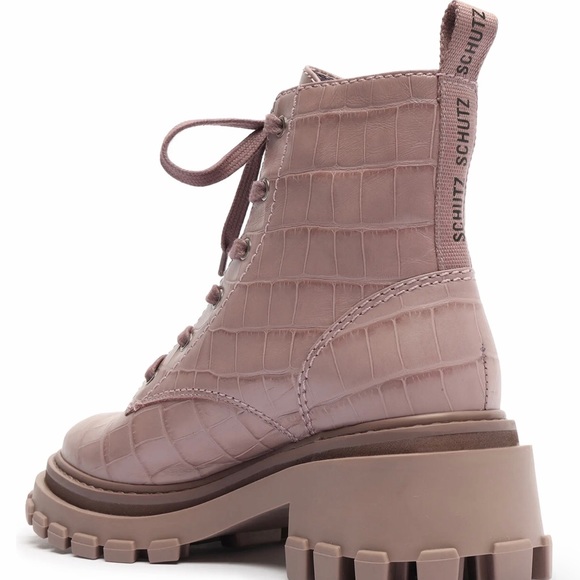 💥NWB💥Schutz Women’s Orly Croc-Embossed Combat Boot Sz. 10 - Picture 9 of 13